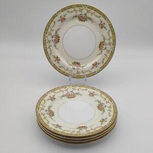 4 Noritake Arlene Salad Plate 7 5/8" Floral W/ Gold Accent Japan